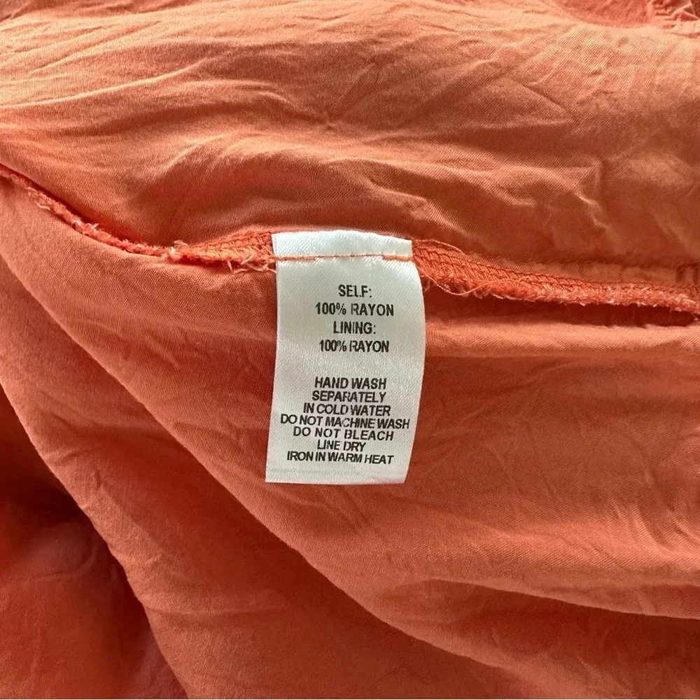 Lulu's Coral Sea Day Skater Dress Tie Front V-neck Flutter Sleeve Size Large - Picture 7 of 9